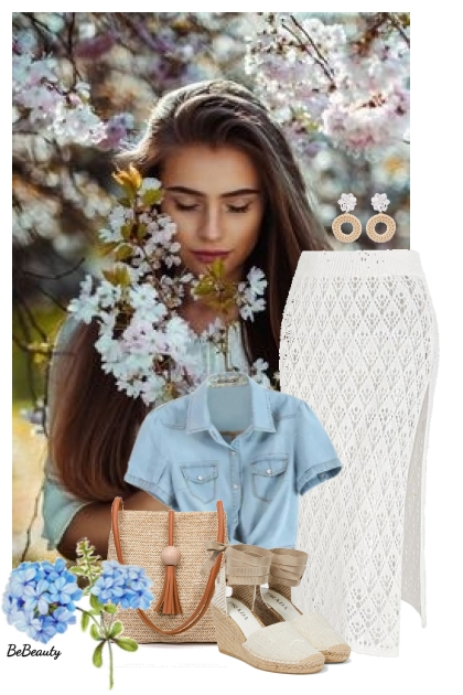 nr 7528 - White crochet skirt- Combinaciónde moda