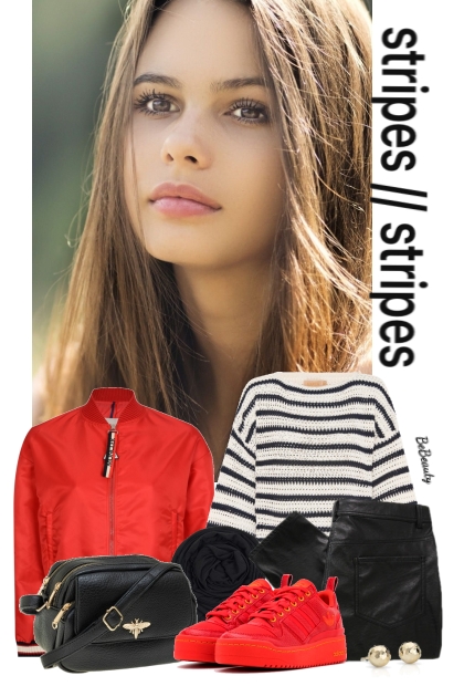nr 7610 - Striped sweater- combinação de moda
