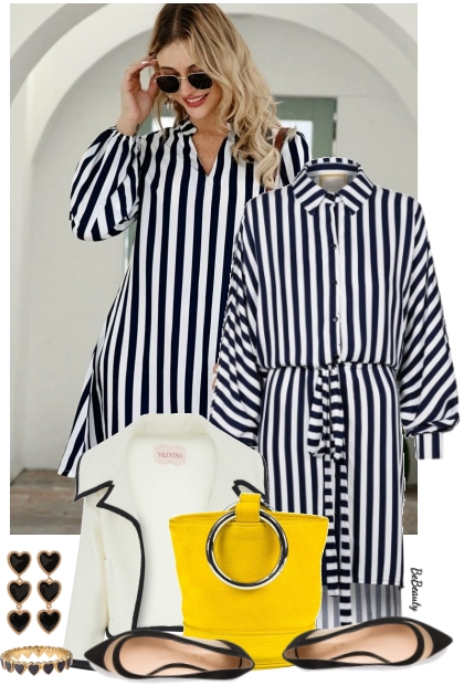 nr 7611 - Striped dress- Modna kombinacija