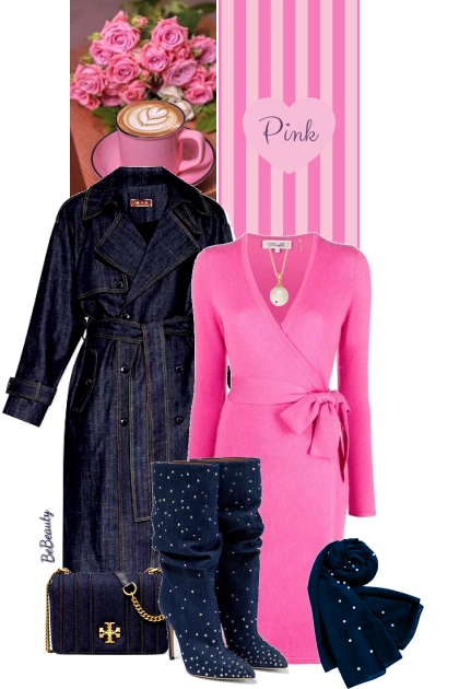 nr 7989 - Navy blue & pink- Fashion set