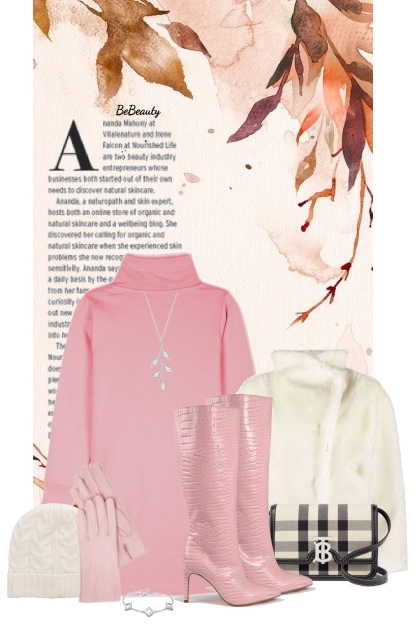 nr 8192 - Pink sweater dress- Combinaciónde moda