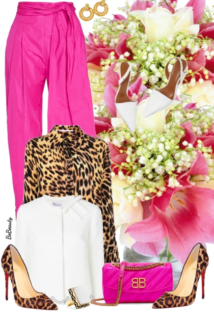 nr 8225 - White-hot pink and... leopard print- コーディネート