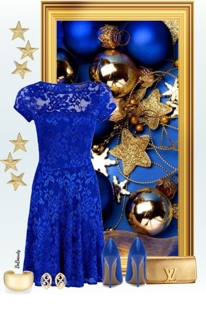 nr 8402- Royal blue lace dress- Combinaciónde moda