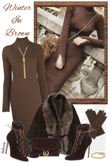 nr 8475 - Winter in brown- Combinaciónde moda