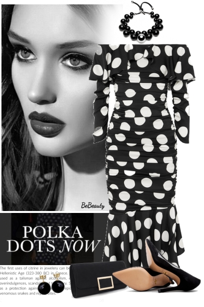 nr 8510 - Black - white polka dot