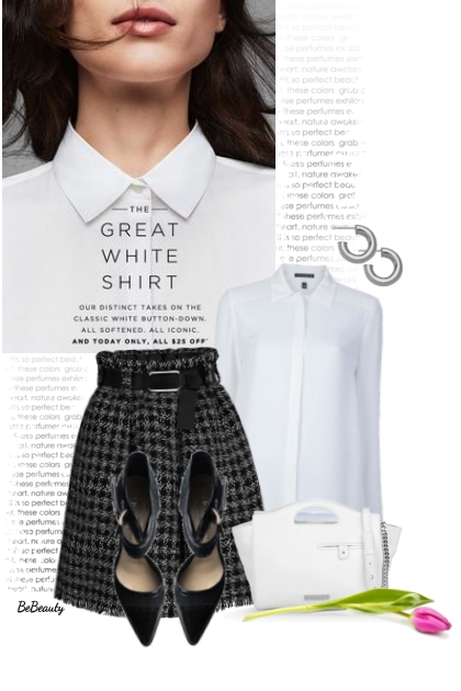 nr 8559 - Classic white shirt- Combinazione di moda