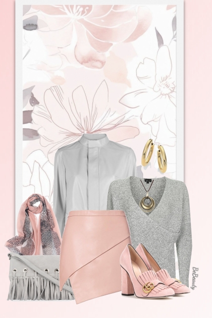 nr 8577 - Soft grey & pink- combinação de moda