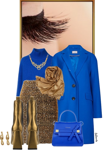 nr 8586 - Royal blue & gold- Combinaciónde moda