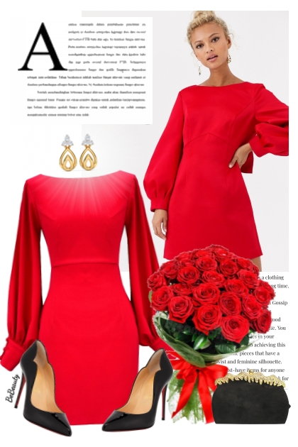 nr 8605 - Red mini dress- Kreacja
