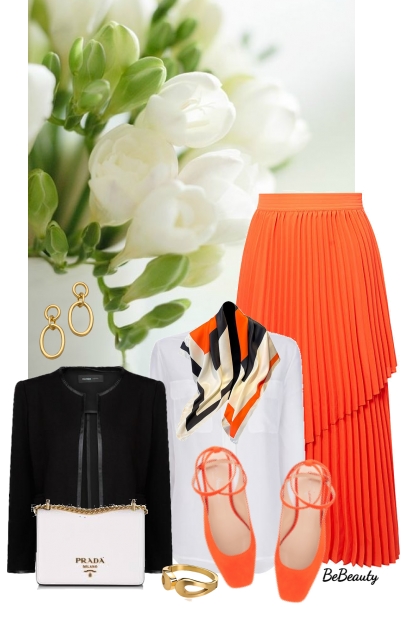 nr 8725 - Black-white-orange- combinação de moda