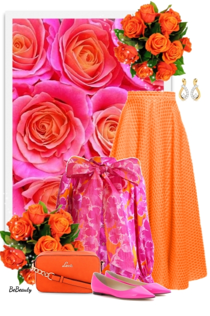 nr 8763 - Pink & orange- Modna kombinacija