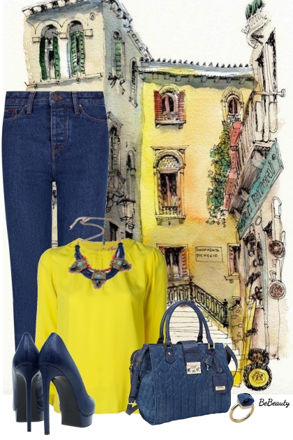 nr 8801 - Yellow & navy blue- Fashion set