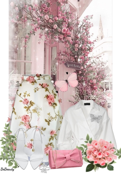 nr 8872 - Floral skirt- Combinazione di moda