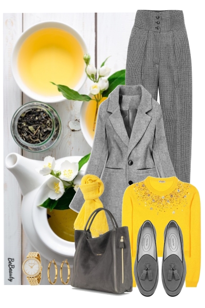 nr 9025 - Yellow & grey- Модное сочетание