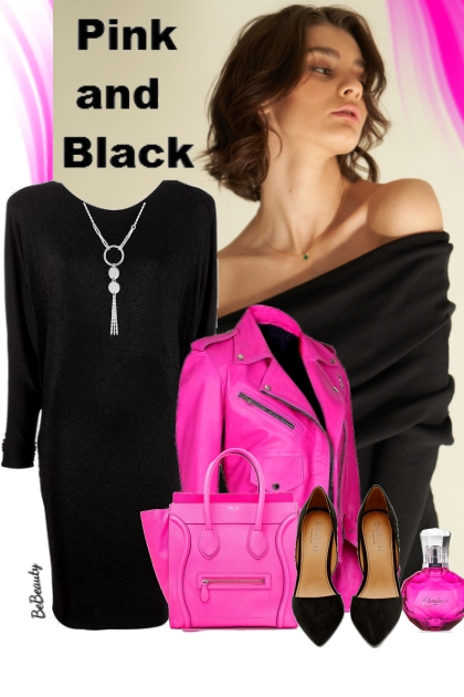 nr 9206 - Pink & black- Modna kombinacija