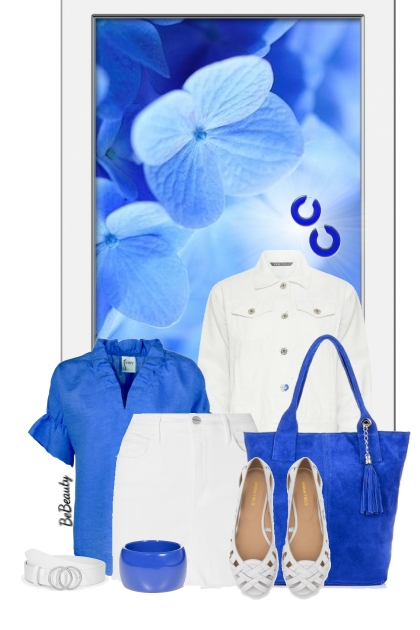 nr 9256 - White & royal blue- Fashion set