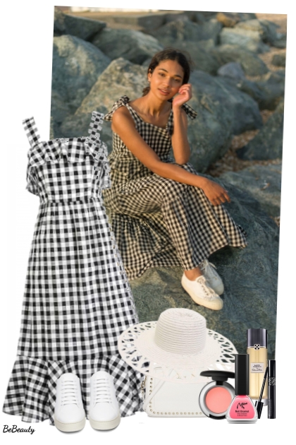 nr 9267 - Gingham dress- Combinaciónde moda
