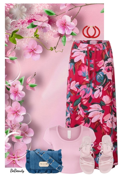 nr 9292 - Floral maxi skirt- Fashion set