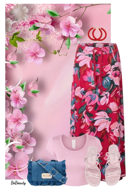 nr 9292 - Floral maxi skirt- Модное сочетание