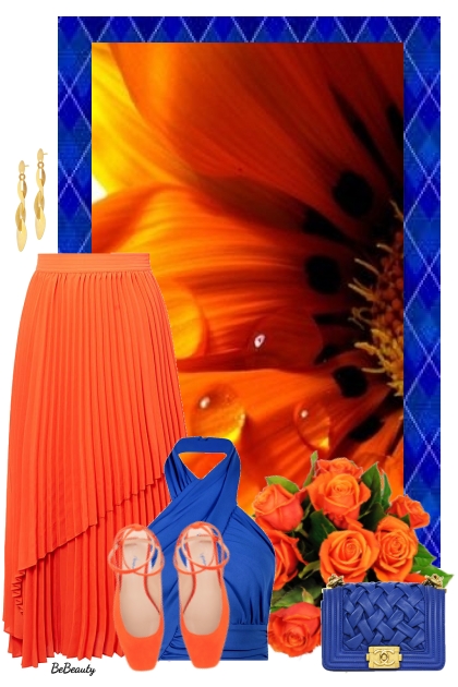 nr 9301 - Royal blue & orange- Combinazione di moda