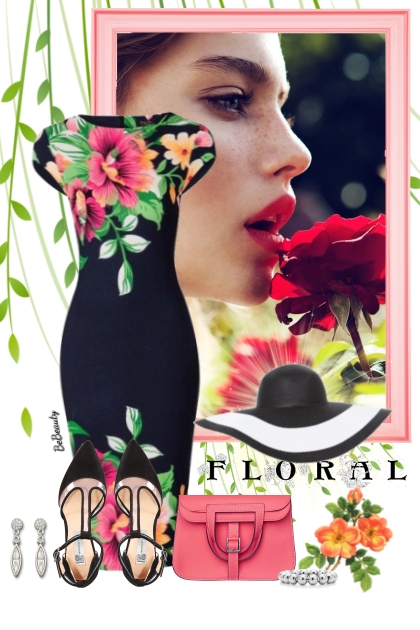 nr 9342 - Floral dress- Modna kombinacija