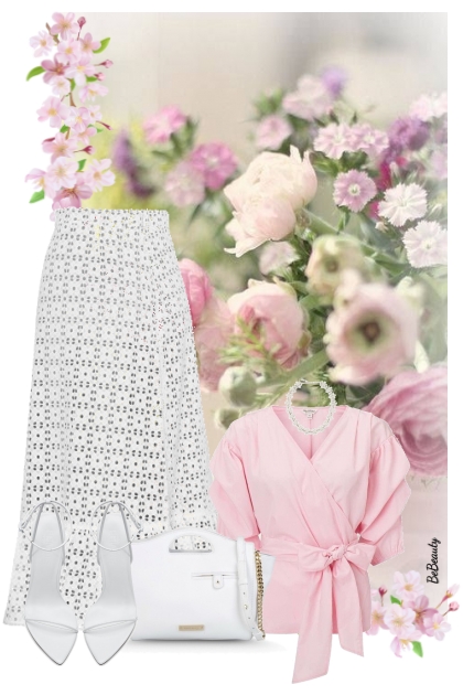 nr 9347 - Light pink & white- Модное сочетание