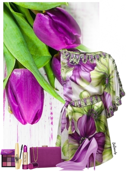 nr 9352 - Floral party dress- Combinazione di moda