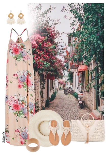 nr 9366 - Floral Summer dress- Combinaciónde moda