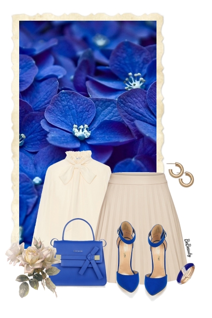 nr 9414 - Royal blue & beige- combinação de moda