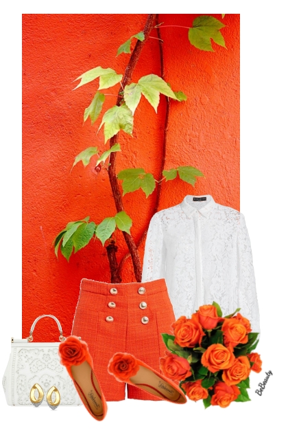 nr 9324 - White & orange- Fashion set