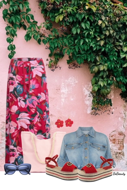 nr 9430 - Floral maxi skirt- Fashion set