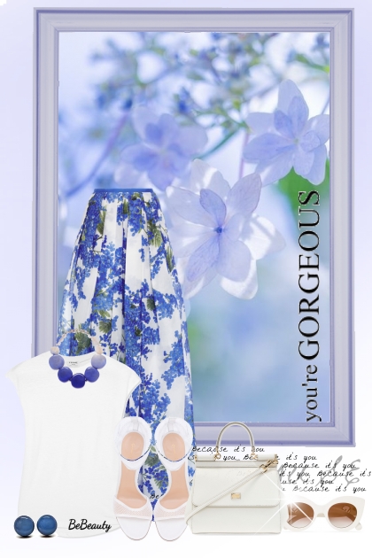 nr 9445 - Floral skirt- Fashion set