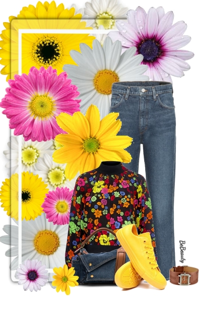 nr 9458 - Floral sweatshirt- Combinazione di moda