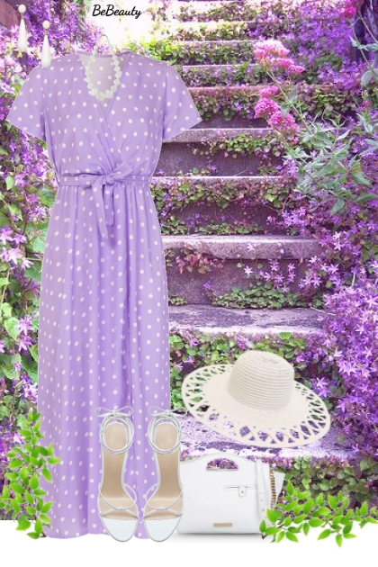 nr 9701 - Lilac Polka dot dress- combinação de moda