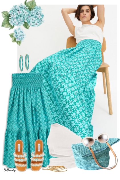 nr 9778 - White & turquoise- Combinazione di moda