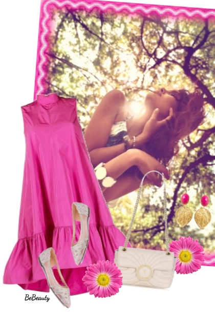 nr 9923 - Pink dress- Modekombination