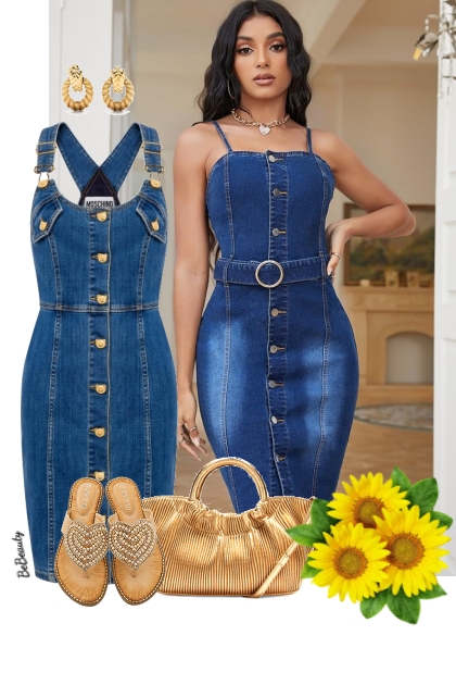 nr 9932 - Denim dress- Modna kombinacija