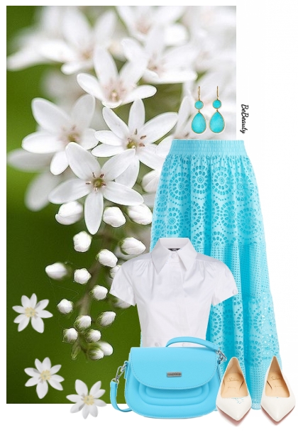 nr 10032 - White-blue- Combinazione di moda