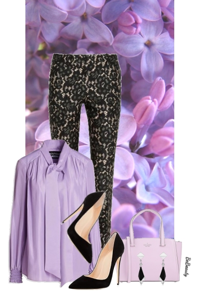 nr 10036 - Lilac - black- Combinaciónde moda