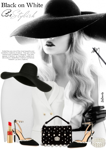 nr 10054 - White - black- Fashion set