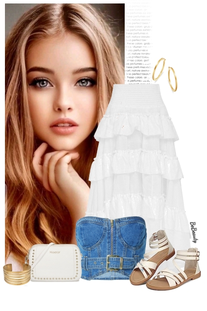 nr 10059 - Denim & white- Combinaciónde moda