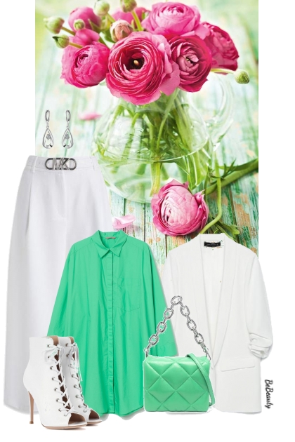 nr 10079 - Green-white- Kreacja