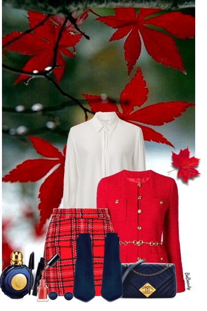 nr 10109 - Red tweed- Modekombination