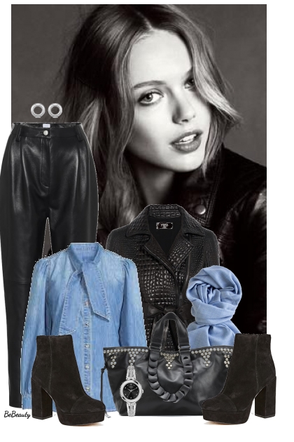 nr 10244 - Denim & leather- Combinazione di moda