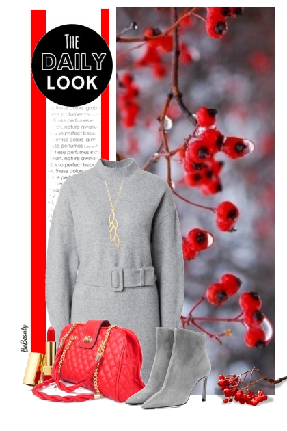 nr 10349 - Gray & red- Modekombination