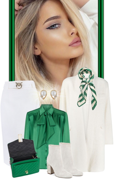 nr 10379 - White & green- Fashion set