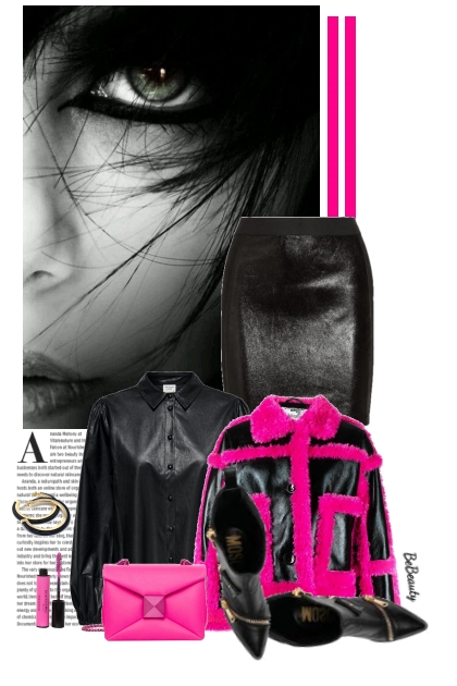 nr 10484 - Hot pink - black- Fashion set