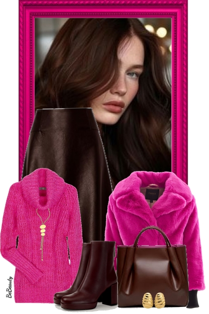 nr 10521 - Hot pink & chocolate brown- Модное сочетание