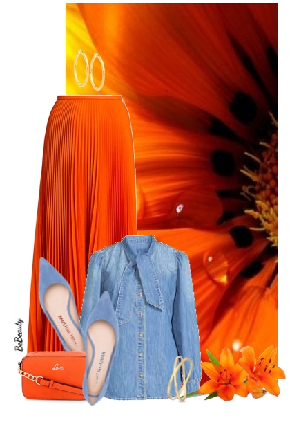 nr 10570 - Denim & orange- combinação de moda