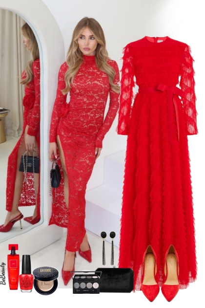 nr 10805 - Lady in red- combinação de moda